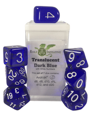Role 4 Initiative - Translucent Dark Blue/White Numbers Arch'D4 7pc